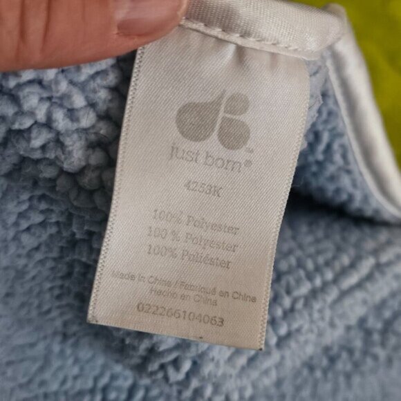 Just Born Patchwork Fleece Baby Blanket Blue Green Gray White Minky Dot 30x40 - Picture 2 of 6